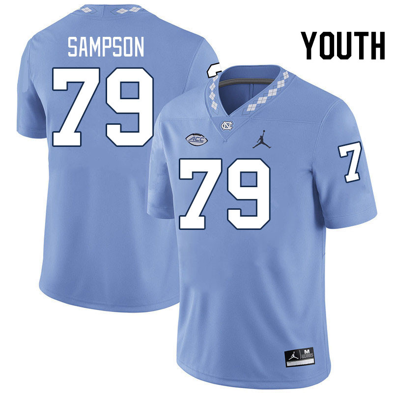 Youth #79 Howard Sampson North Carolina Tar Heels College Football Jerseys Stitched-Carolina Blue